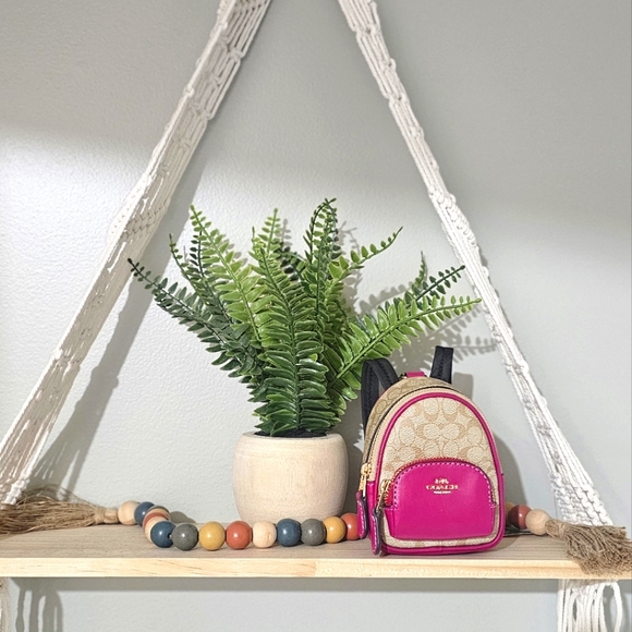Mini Court Backpack Bag Charm In Signature Canvas/Bright Violet/Gold - Picture 1 of 3